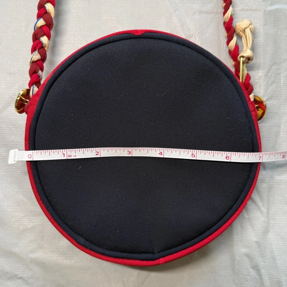 HP ❤️ Round Crossbody Bag made with Upcycyled Cathay Pacific Uniform - Picture 9 of 10